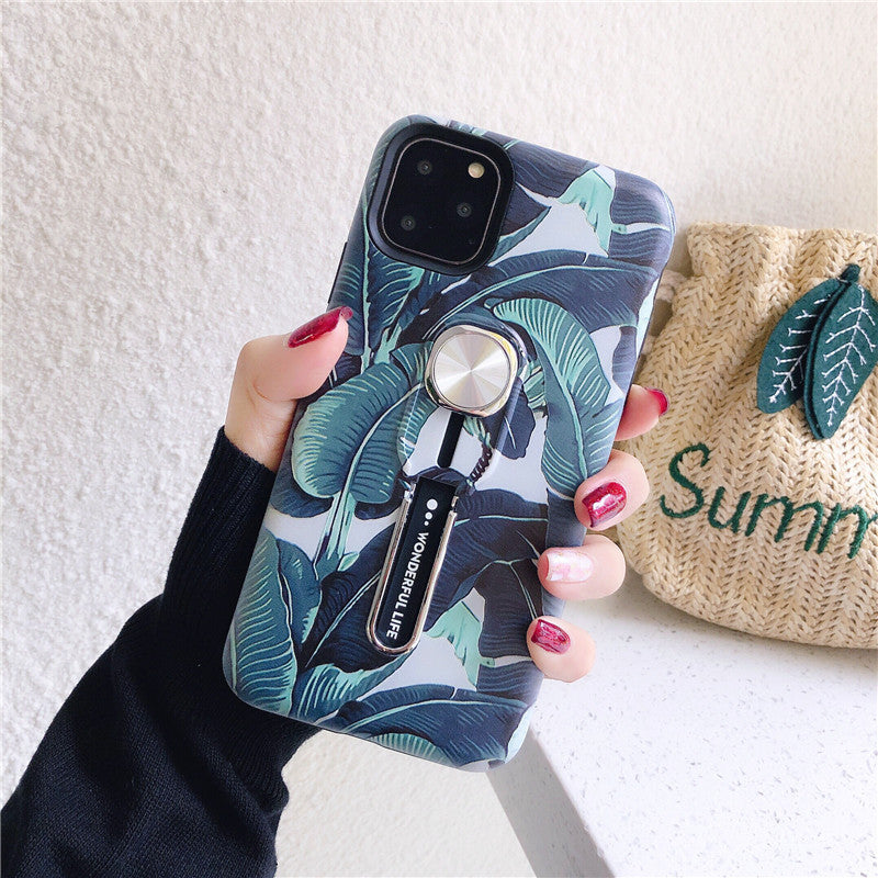 Coque iPhone Florale Élégante avec Anneau Support
