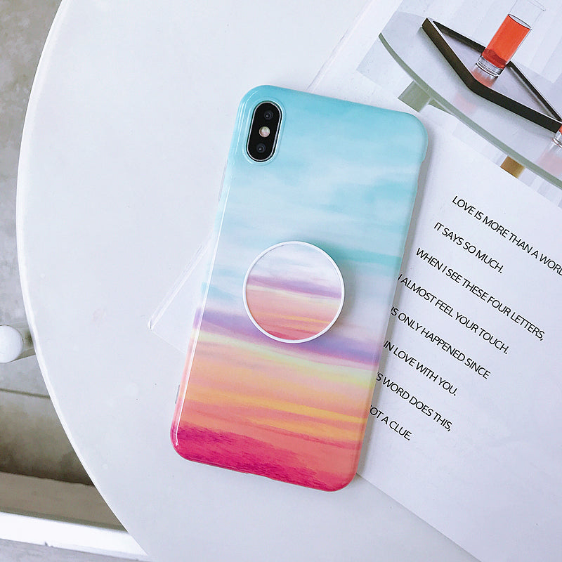 Coque Marbre Luxe avec Support Téléphone - Design Élégant