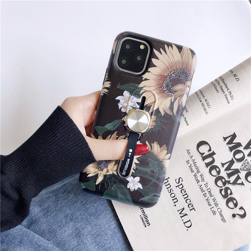 Coque iPhone Florale Élégante avec Anneau Support